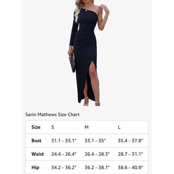 Sarin Mathews Womens M One Shoulder Long Sleeve Cocktail Dresses Sexy Bodycon Ru - Picture 9 of 9